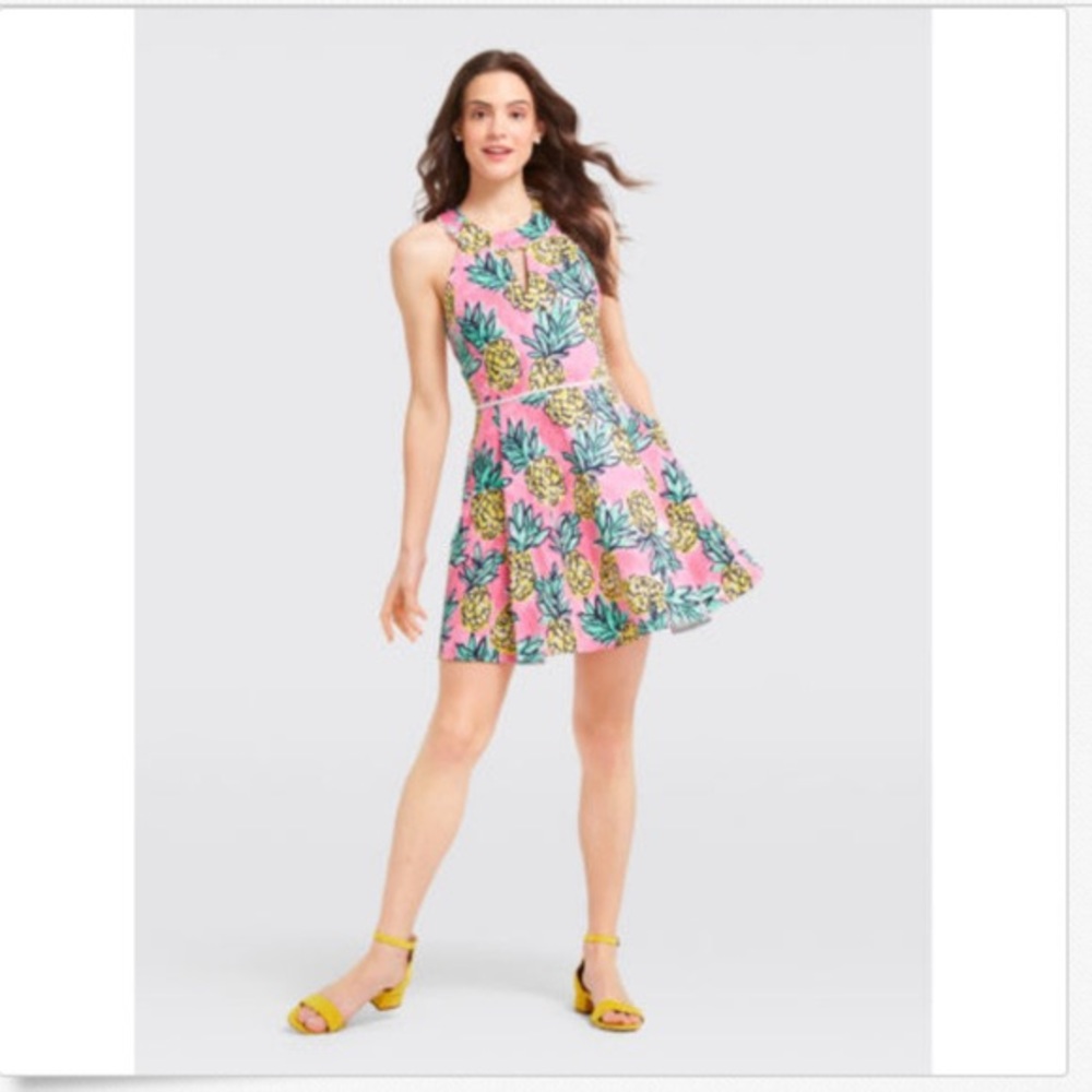 Draper James pink pineapple halter dress NWT